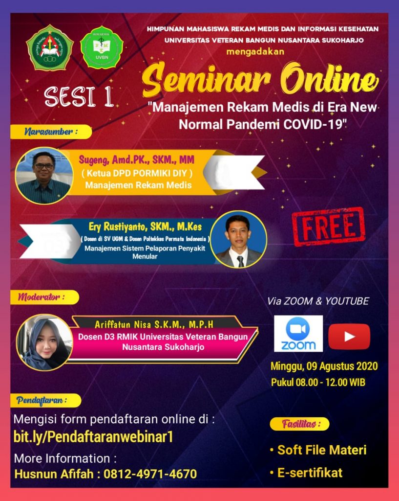 Prodi Rekam Medis Univet, adakan Seminar Online Gratis, untuk Praktisi ...